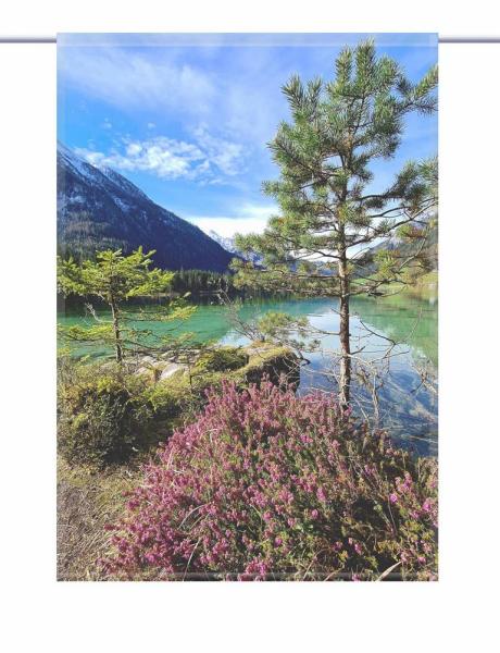 Scheibenhänger Alpenseezeit rechteckig Gardine mit Druck